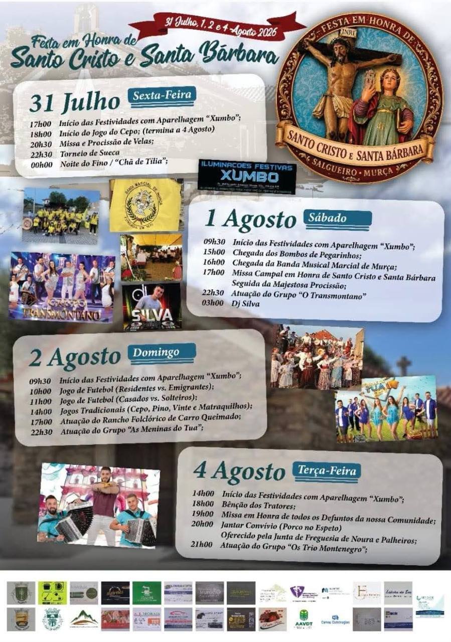 Cartaz Festa em honra de Santo Cristo e Santa Bárbara 2026 - Salgueiro