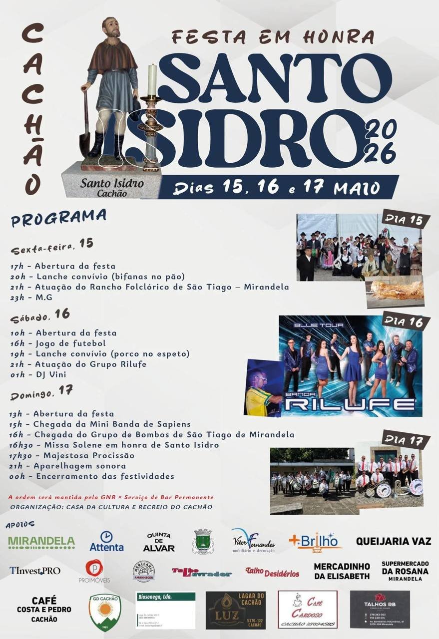 Cartaz Festa em honra de Santo Isidro 2026 - Cachão