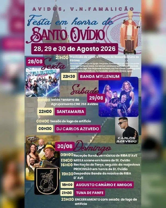 Cartaz Festa em honra de Santo Ovídio 2026 - Avidos