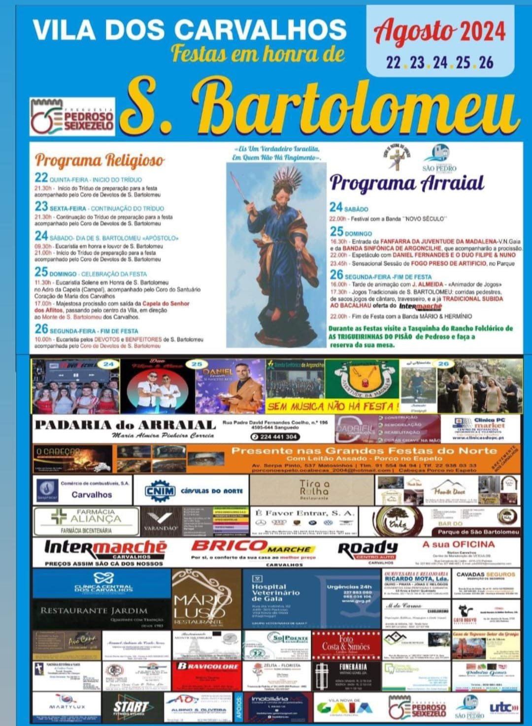 Cartaz Festa em Honra de São Bartolomeu 2024 - Vila Nova de Gaia