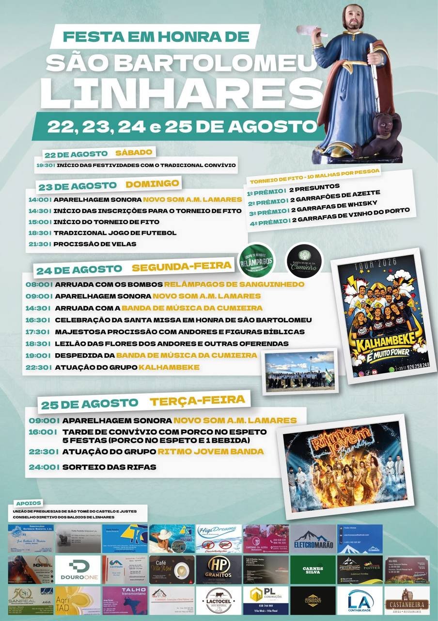 Cartaz Festa em honra de São Bartolomeu 2026 - Linhares