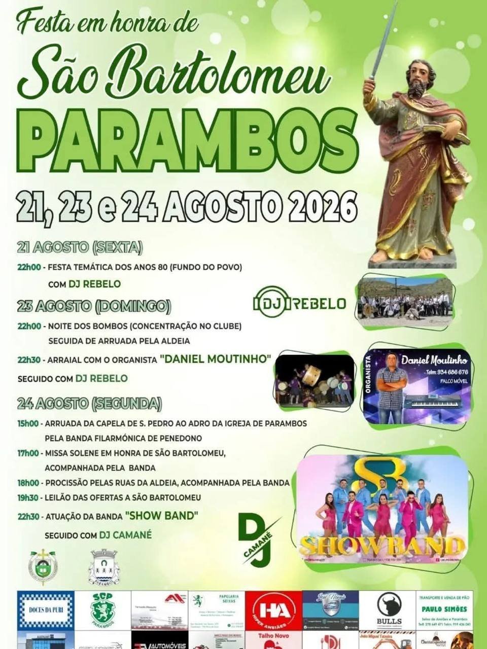 Cartaz Festa em honra de São Bartolomeu 2026 - Parambos