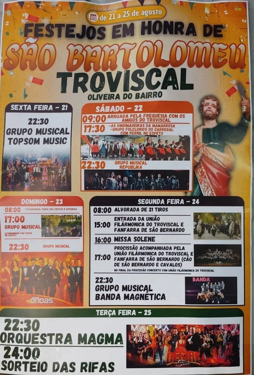Cartaz Festa em honra de São Bartolomeu 2026 - Troviscal