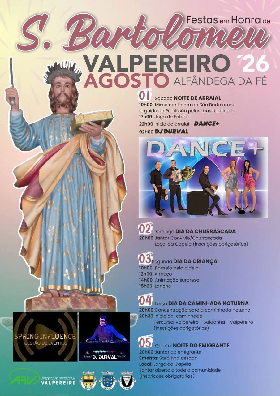 Cartaz Festa em honra de São Bartolomeu 2026 - Valpereiro