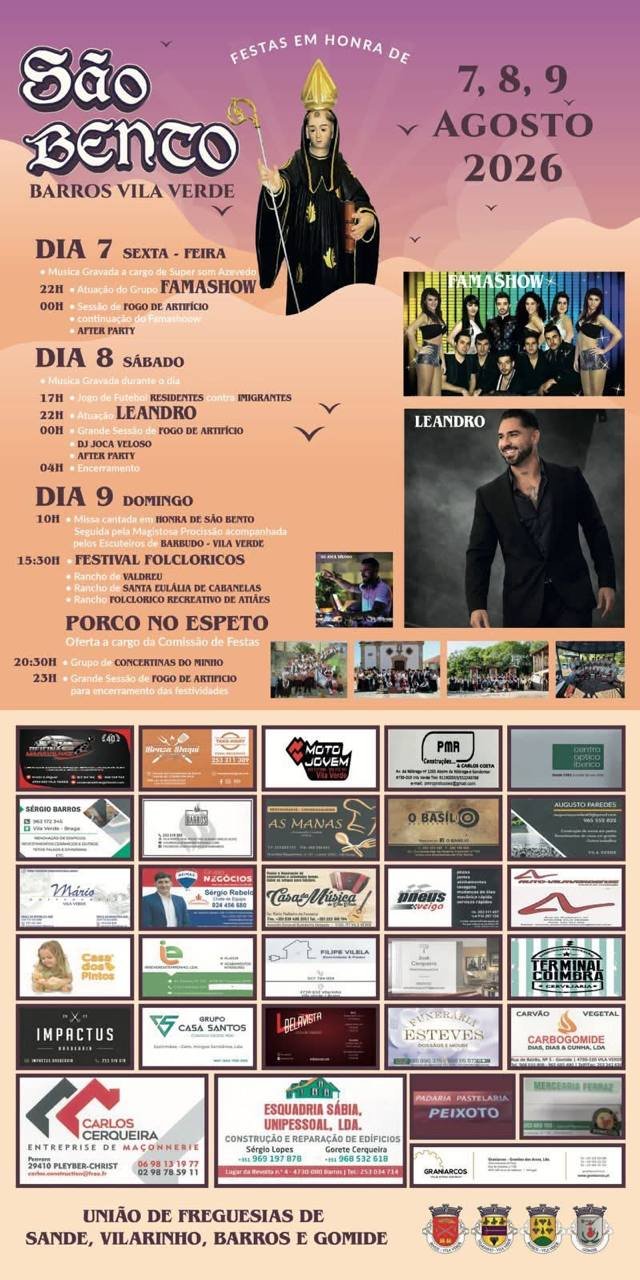 Cartaz Festa em honra de São Bento 2026 - Barros