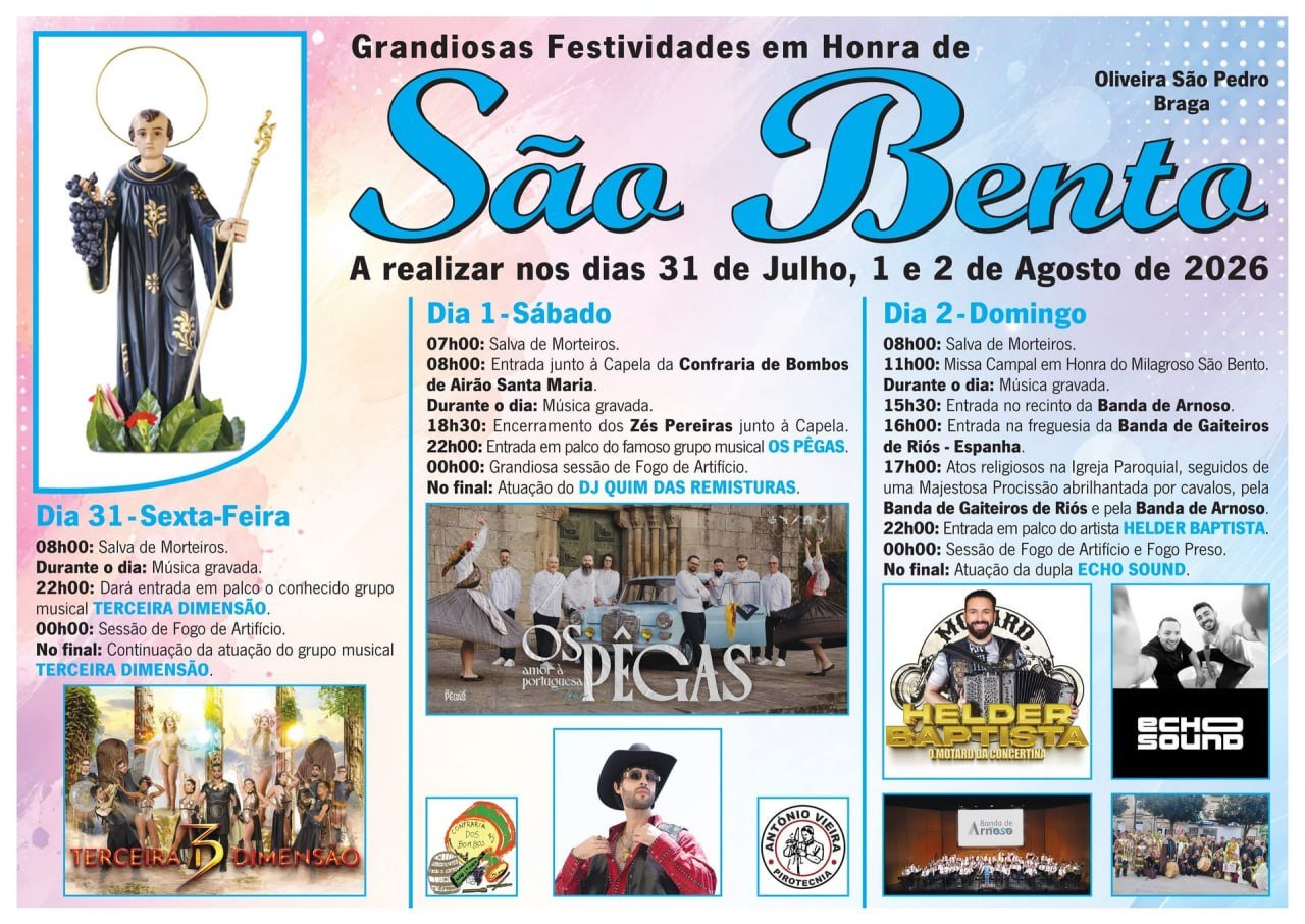 Cartaz Festa em honra de São Bento 2026 - Oliveira São Pedro