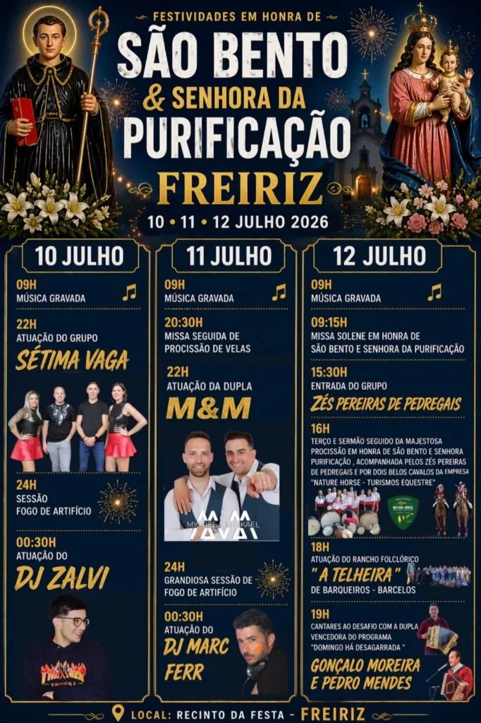 Cartaz Festa em honra de São Bento e Senhora da Purificação 2026 - Freiriz