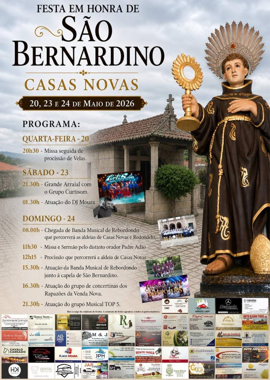 Cartaz Festa em honra de São Bernardino 2026 - Casas Novas