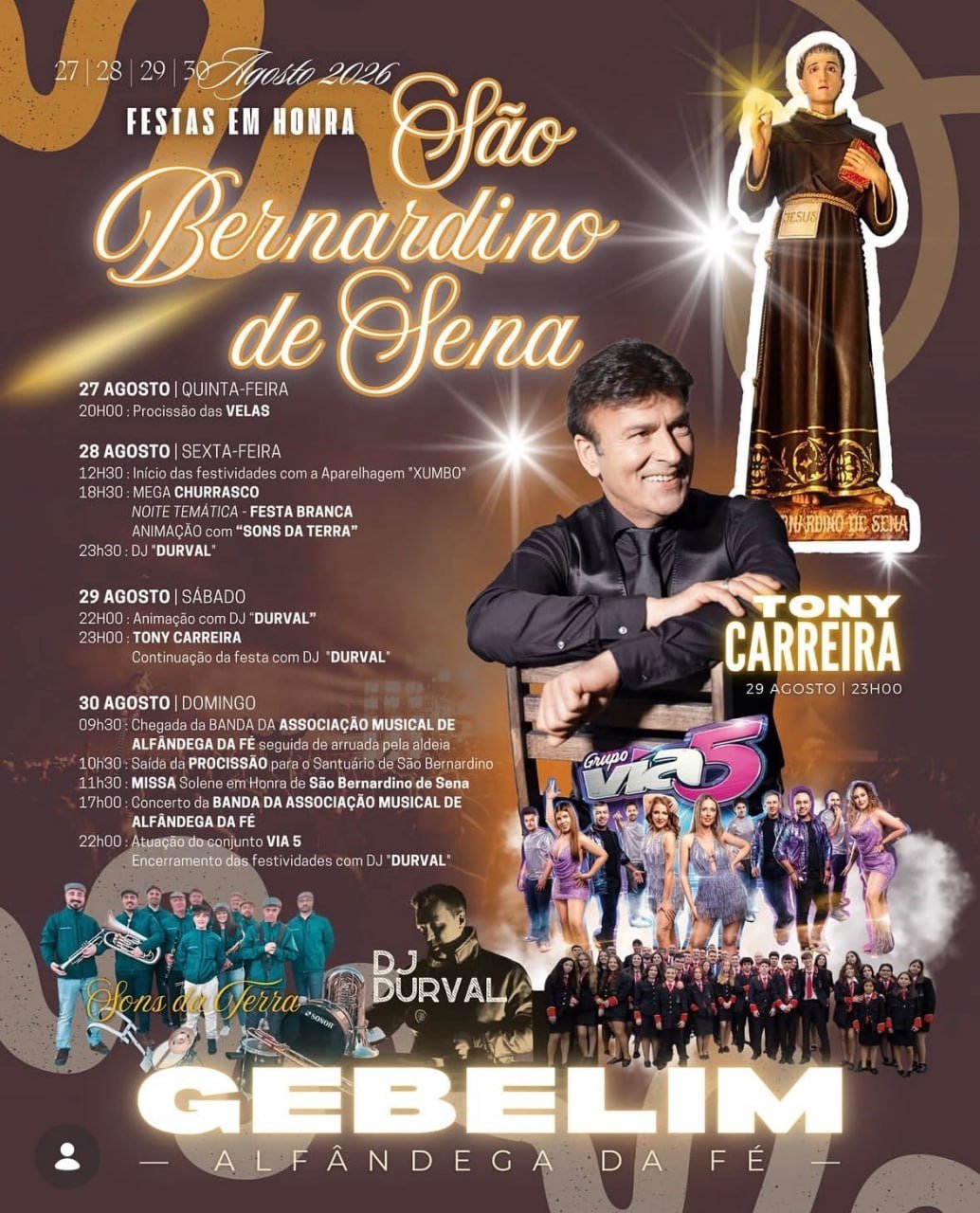 Cartaz Festa em honra de São Bernardino de Sena 2026 - Gebelim