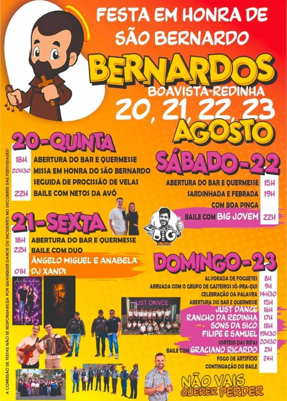 Cartaz Festa em honra de São Bernardo 2026 - Boavista-Redinha
