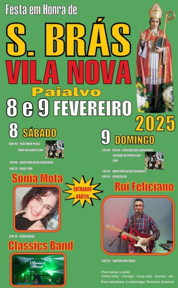 Cartaz Festa em Honra de São Brás 2025 - Vila Nova