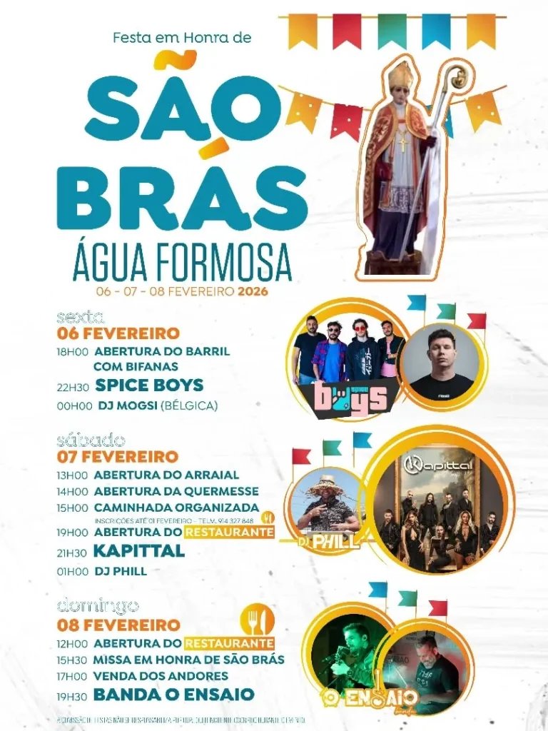 Cartaz Festa em honra de São Brás 2026 - Água Formosa