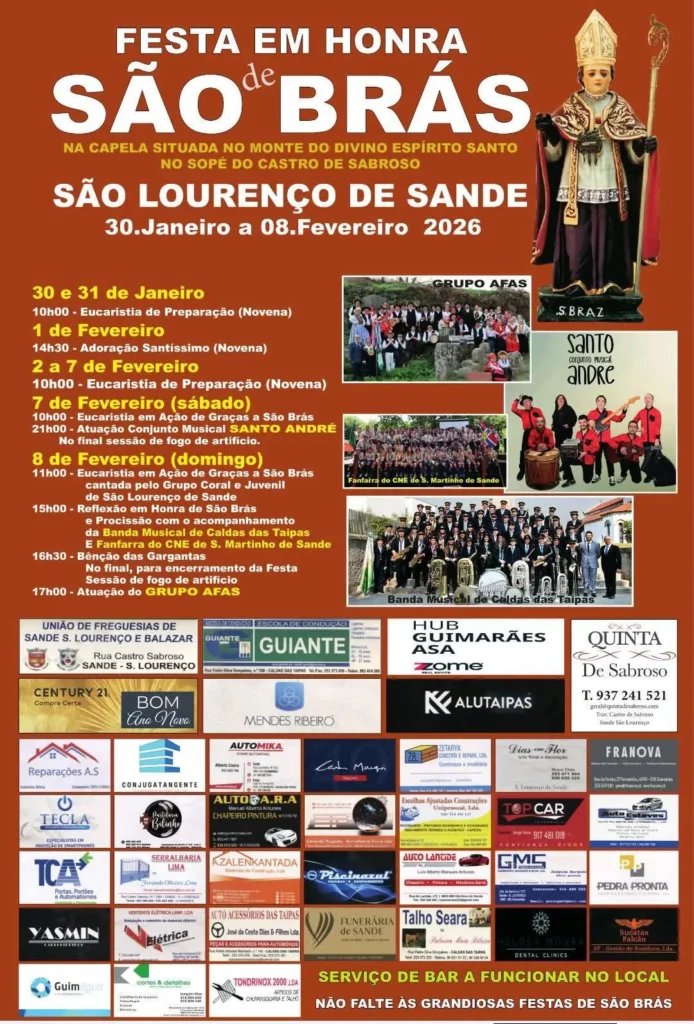 Cartaz Festa em honra de São Brás 2026 - São Lourenço de Sande