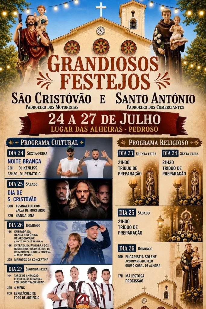 Cartaz Festa em honra de São Cristóvão e Santo António 2026 - Pedroso