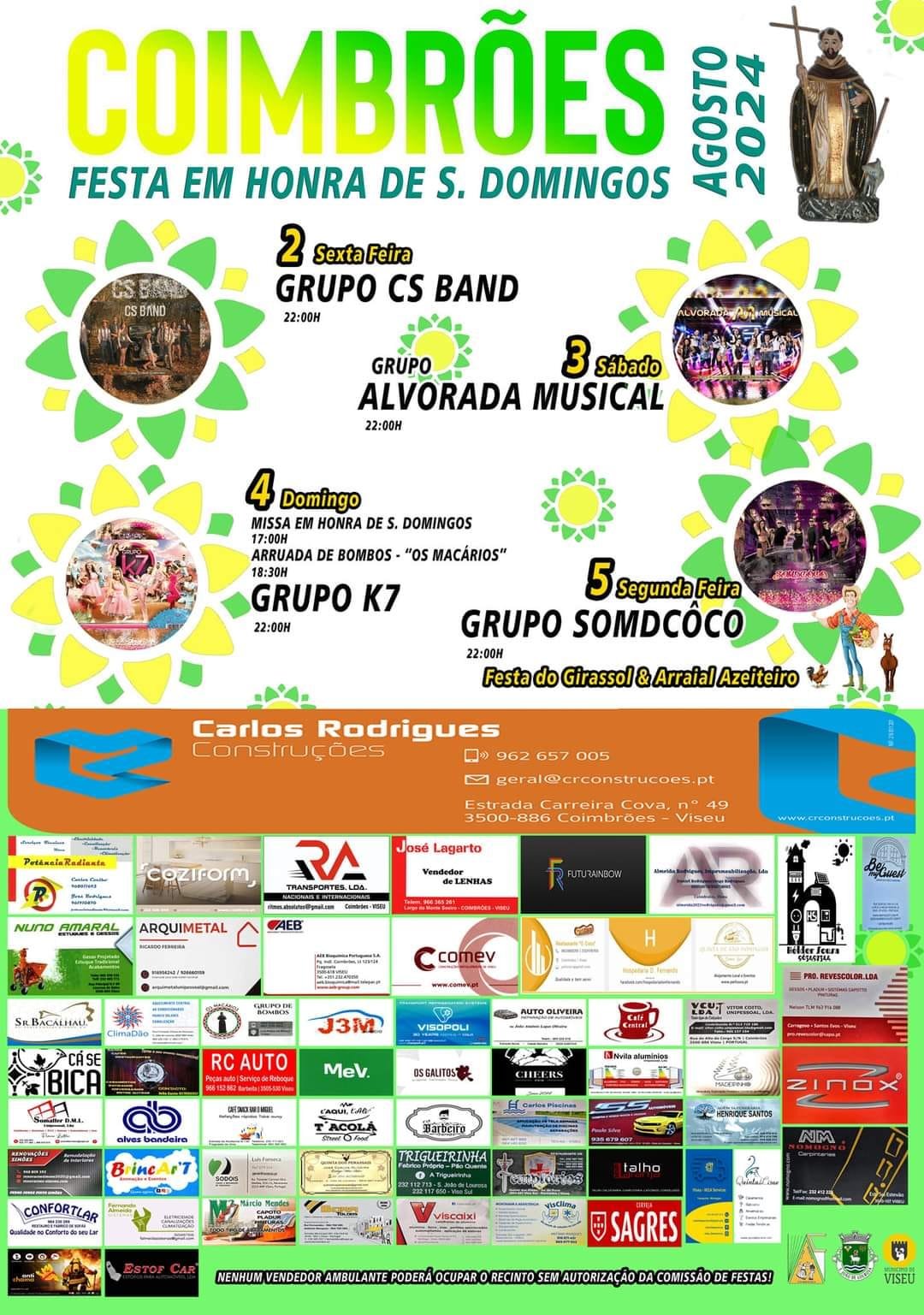 Cartaz Festa em Honra de São Domingos 2024 - Coimbrões