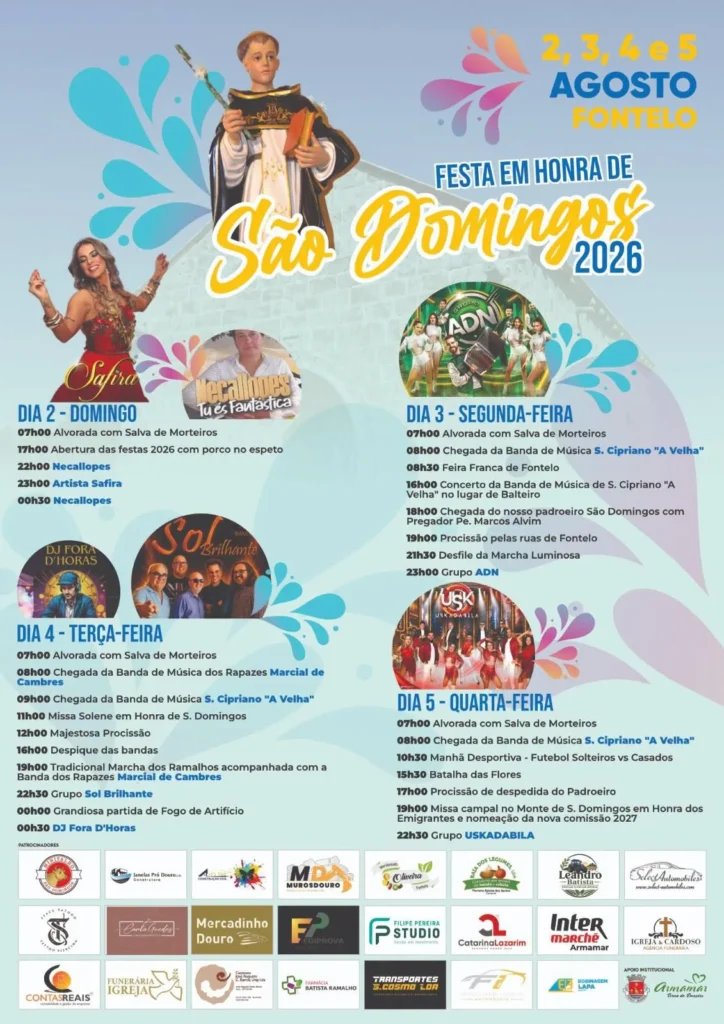 Cartaz Festa em honra de São Domingos 2026 - Fontelo