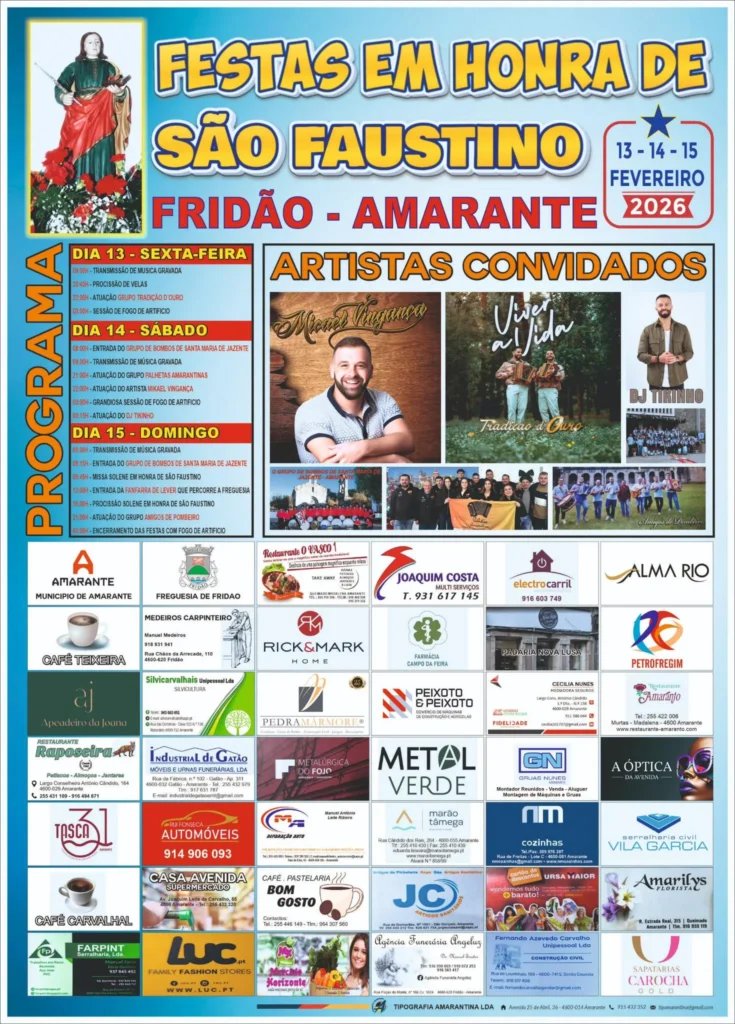Cartaz Festa em honra de São Faustino 2026 - Fridão