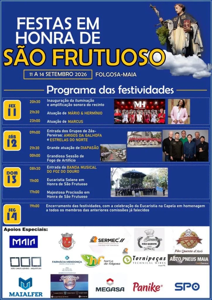 Cartaz Festa em honra de São Frutuoso 2026 - Folgosa