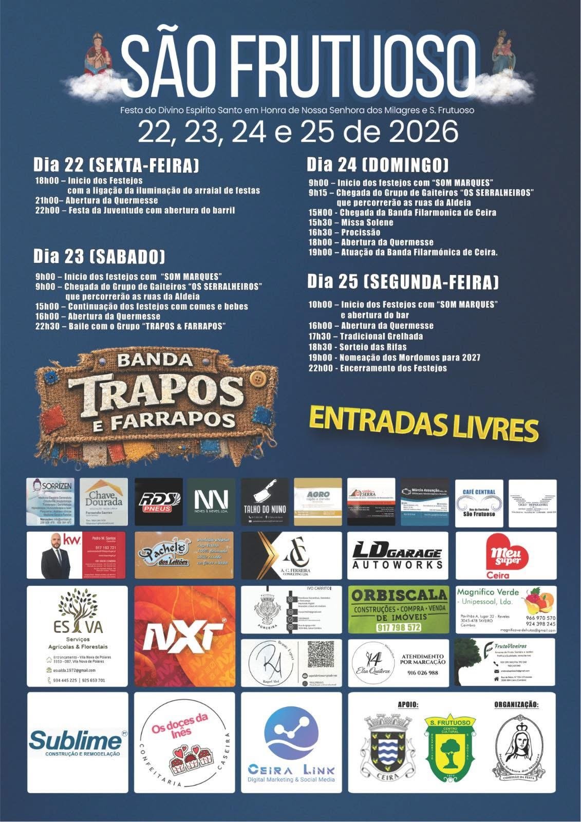 Cartaz Festa em honra de São Frutuoso 2026 - Terreiro Santinho