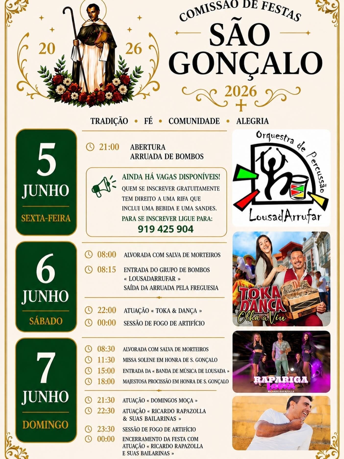 Cartaz Festa em honra de São Gonçalo 2026 - Lousada