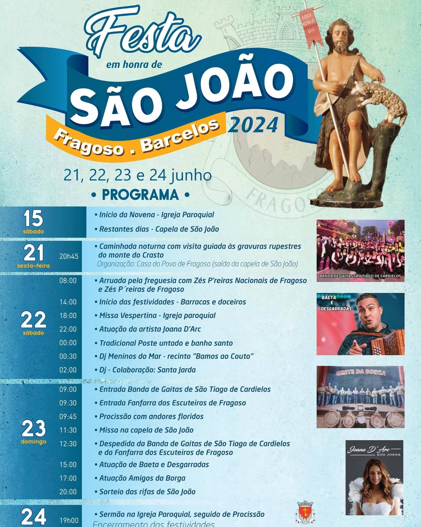 Cartaz Festa em Honra de São João 2024 - Fragoso