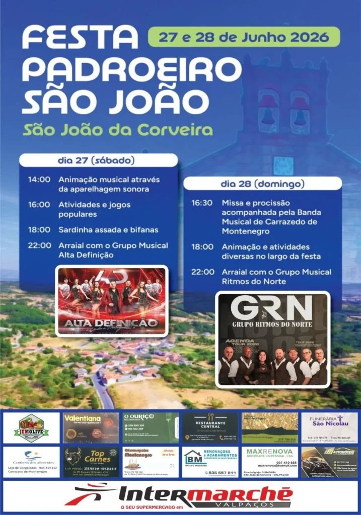 Cartaz Festa em honra de São João 2026 - São João da Corveira