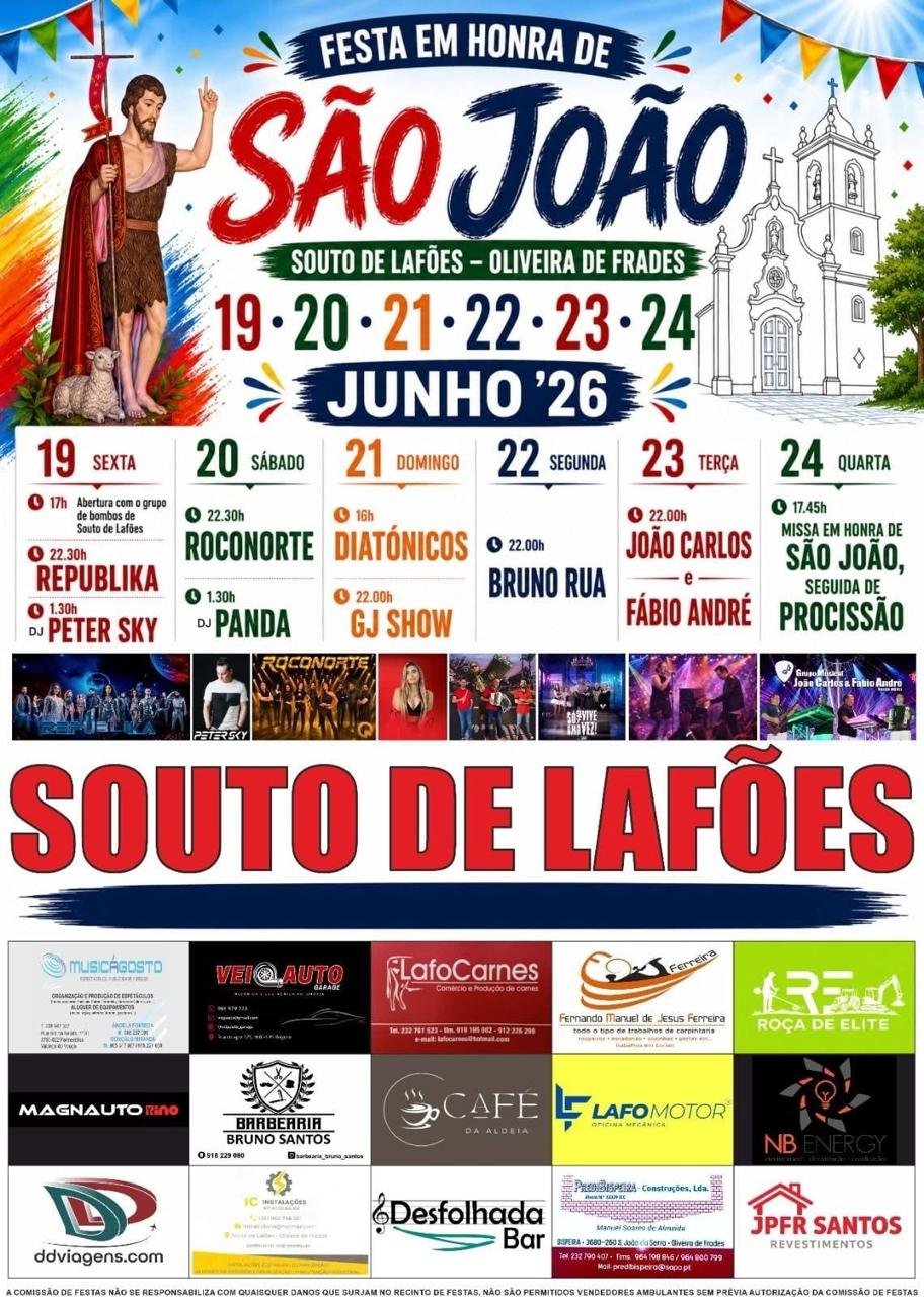 Cartaz Festa em honra de São João 2026 - Souto de Lafões