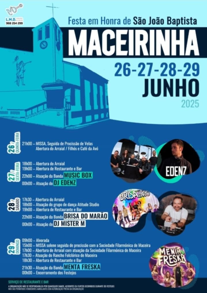 Cartaz Festa em Honra de São João Baptista 2025 - Maceirinha