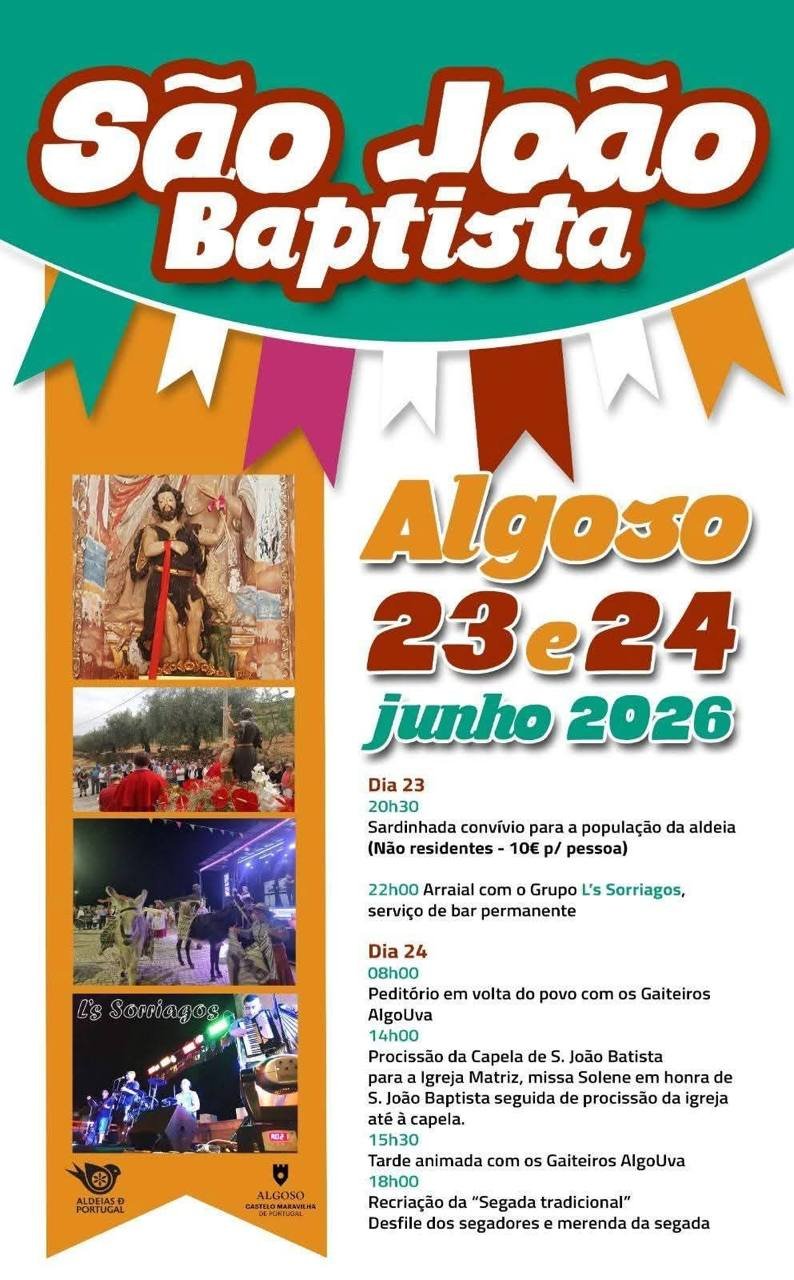 Cartaz Festa em honra de São João Baptista 2026 - Algoso