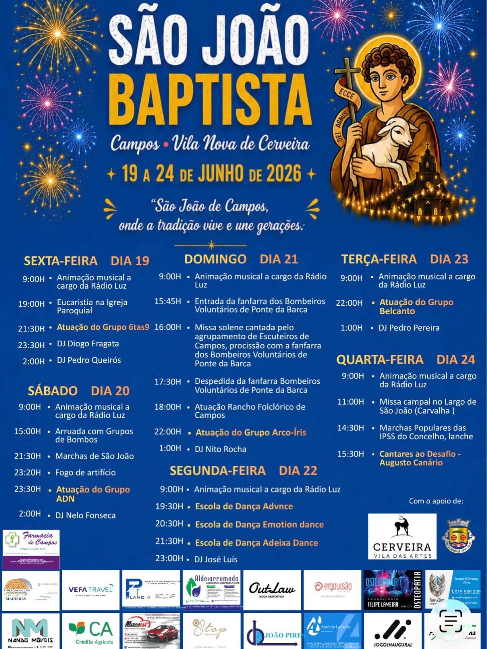 Cartaz Festa em honra de São João Baptista 2026 - Campos