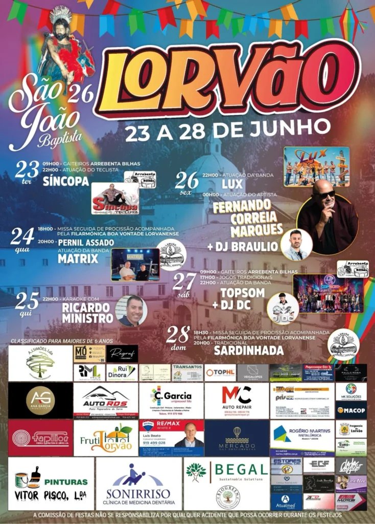 Cartaz Festa em honra de São João Baptista 2026 - Lorvão