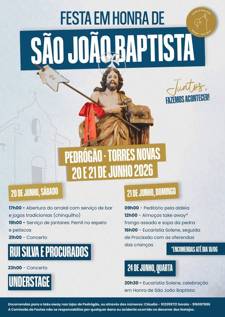 Cartaz Festa em honra de São João Baptista 2026 - Pedrógão