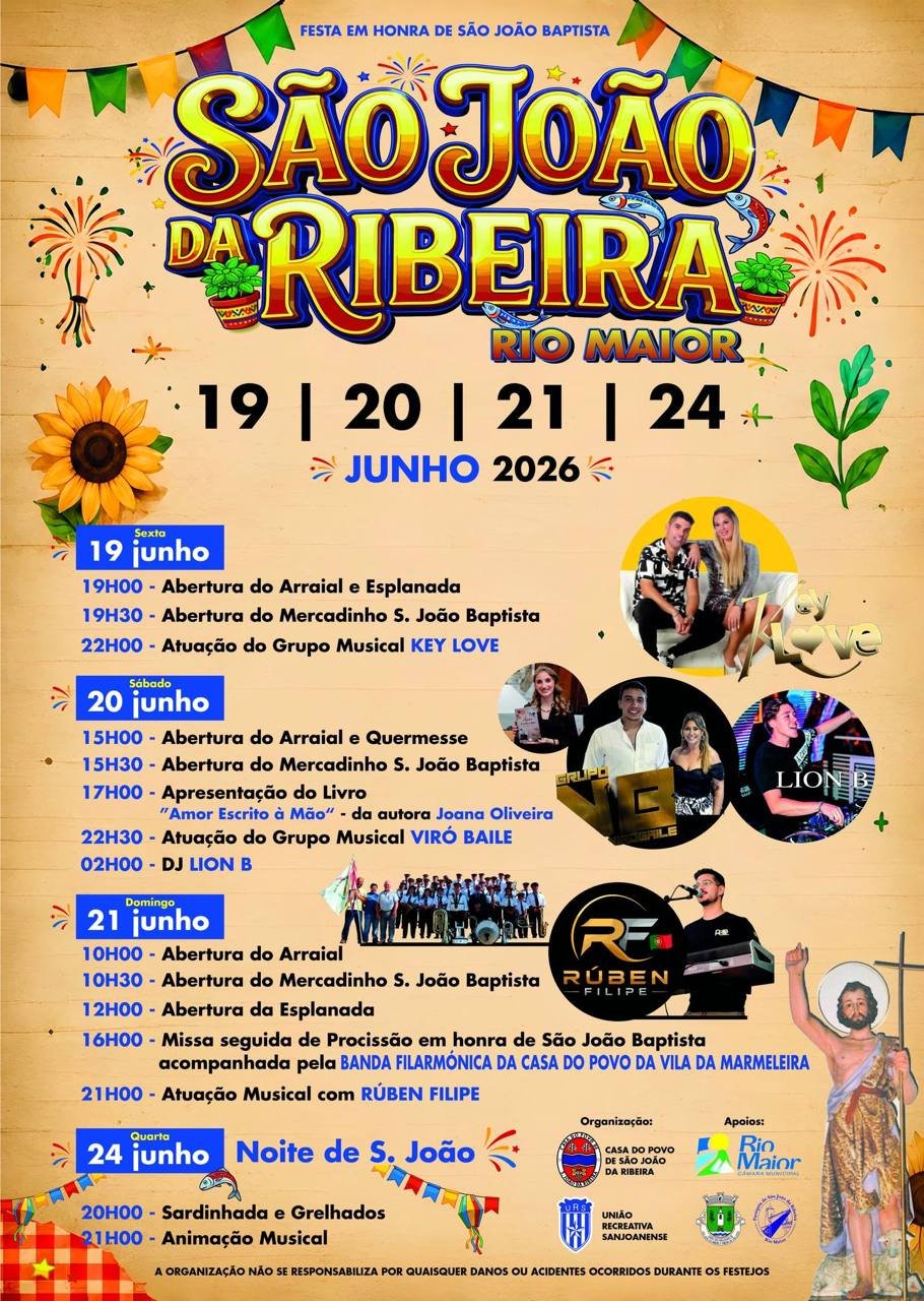 Cartaz Festa em honra de São João Baptista 2026 - Ribeira
