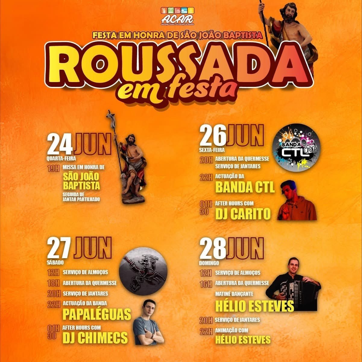 Cartaz Festa em honra de São João Baptista 2026 - Roussada