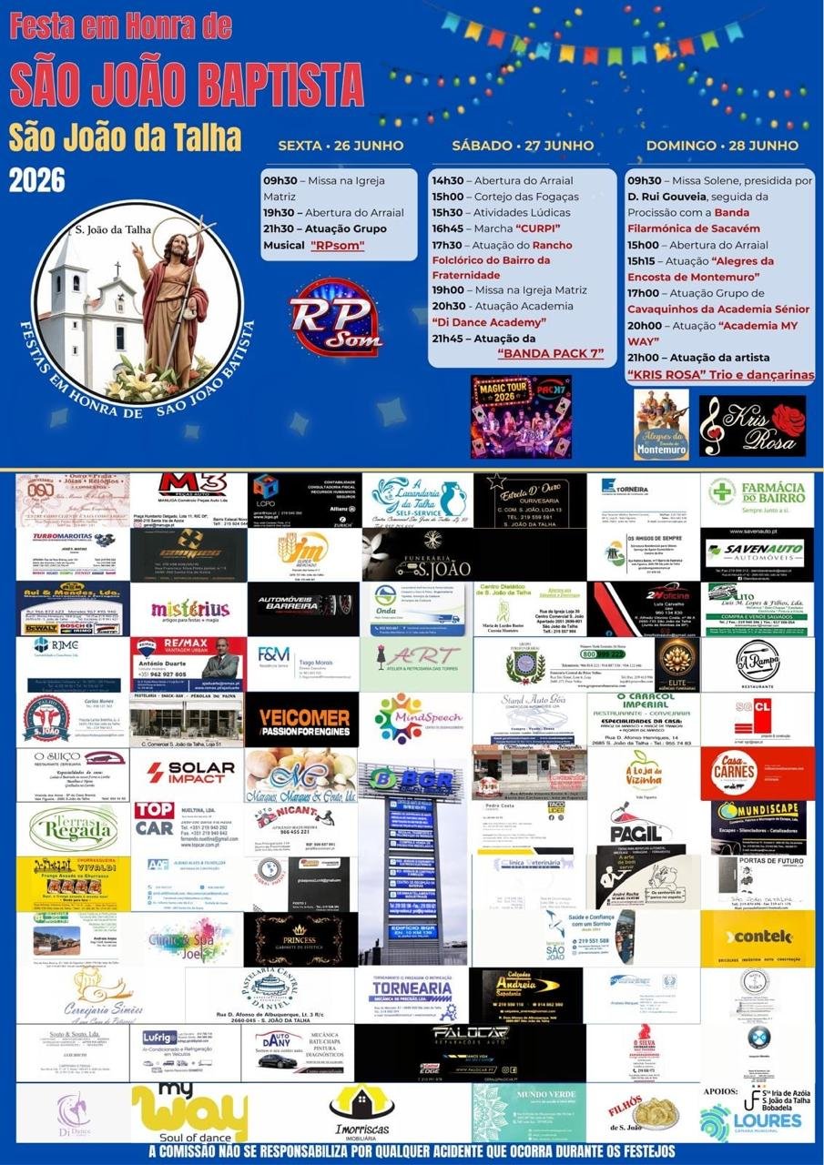 Cartaz Festa em honra de São João Baptista 2026 - São João da Talha