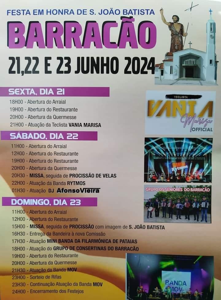 Cartaz Festa em Honra de São João Batista 2024 - Barracão
