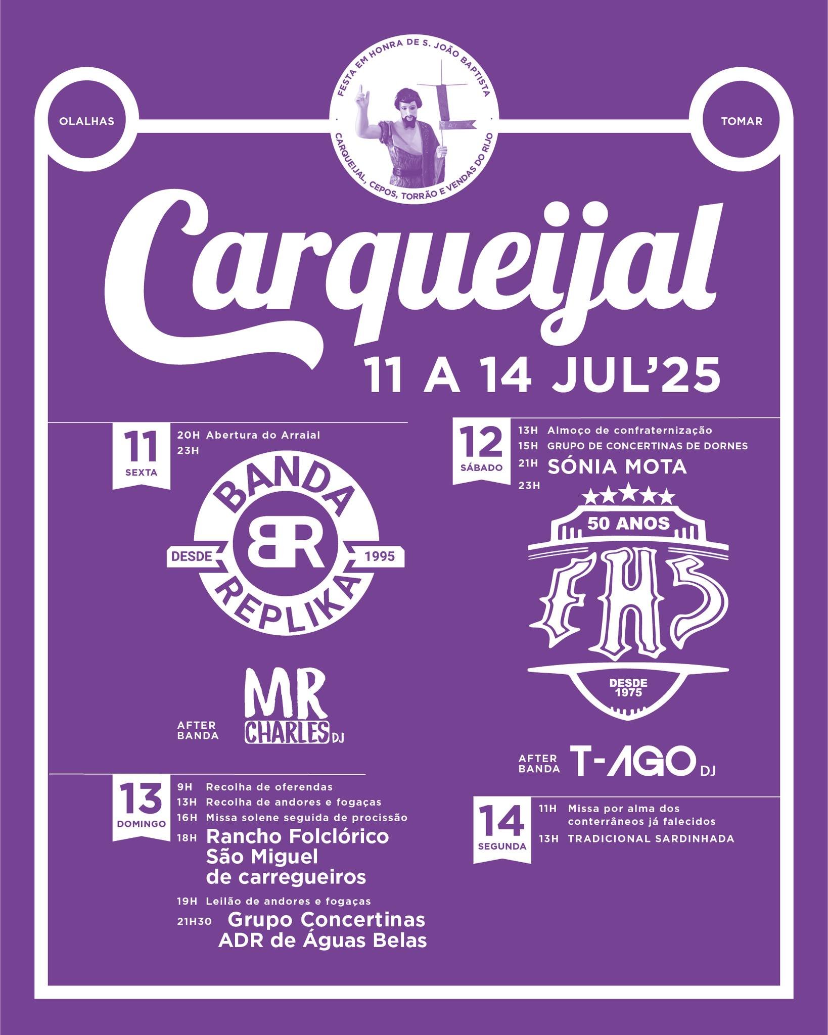 Cartaz Festa em Honra de São João Batista 2025 - Carqueijal