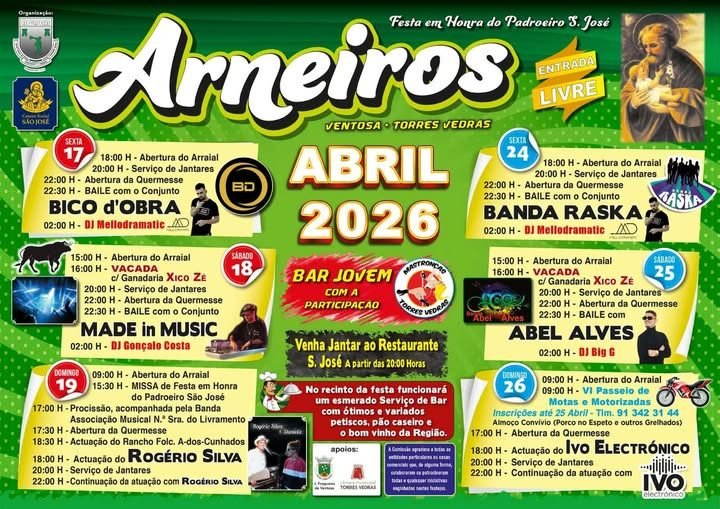 Cartaz Festa em honra de São José 2026 - Arneiros