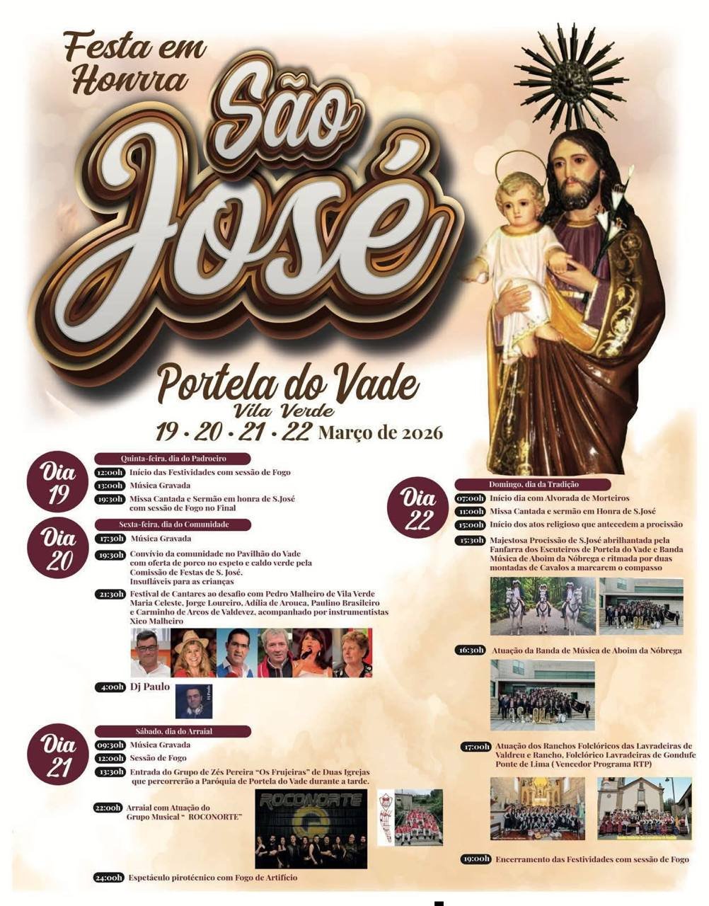 Cartaz Festa em honra de São José 2026 - Portela do Vade