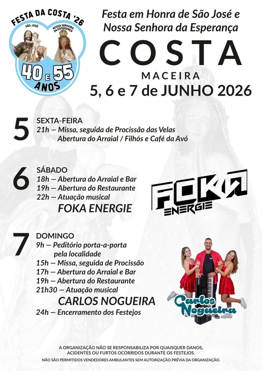 Cartaz Festa em honra de São José e Nossa Senhora da Esperança 2026 - Costa