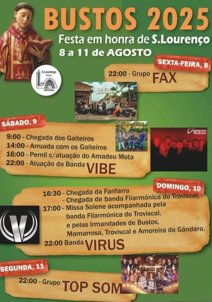 Cartaz Festa em Honra de São Lourenço 2025 - Bustos
