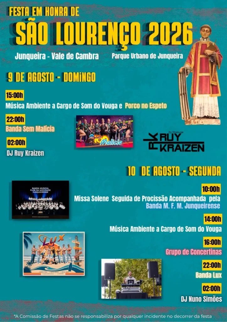 Cartaz Festa em honra de São Lourenço 2026 - Junqueira