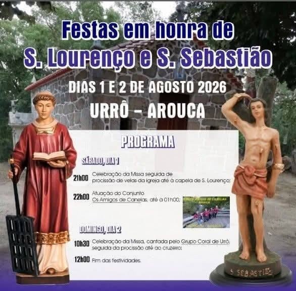 Cartaz Festa em honra de São Lourenço e São Sebastião 2026 - Urrô