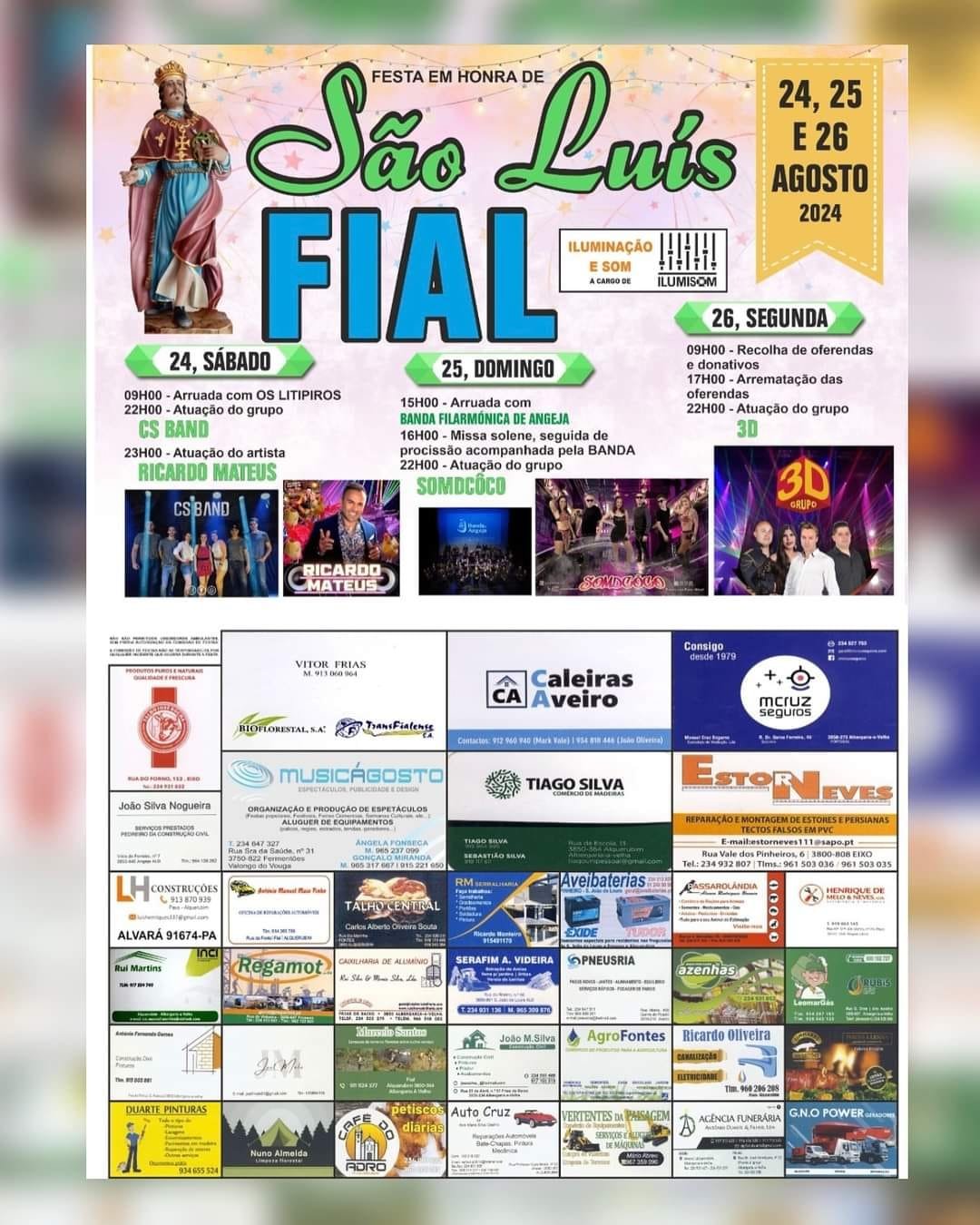 Cartaz Festa em Honra de São Luís 2024 - Fial