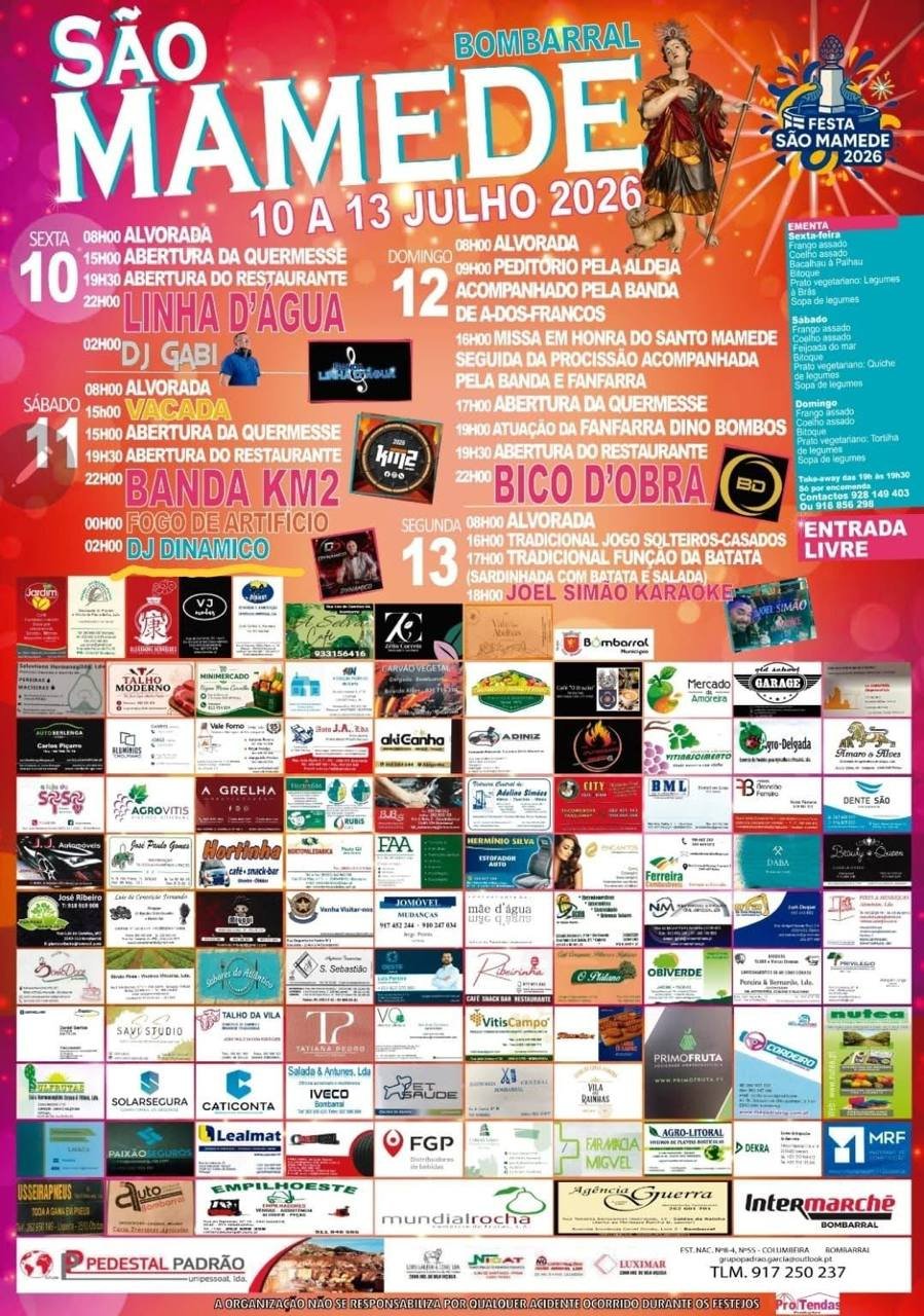 Cartaz Festa em honra de São Mamede 2026 - Bombarral