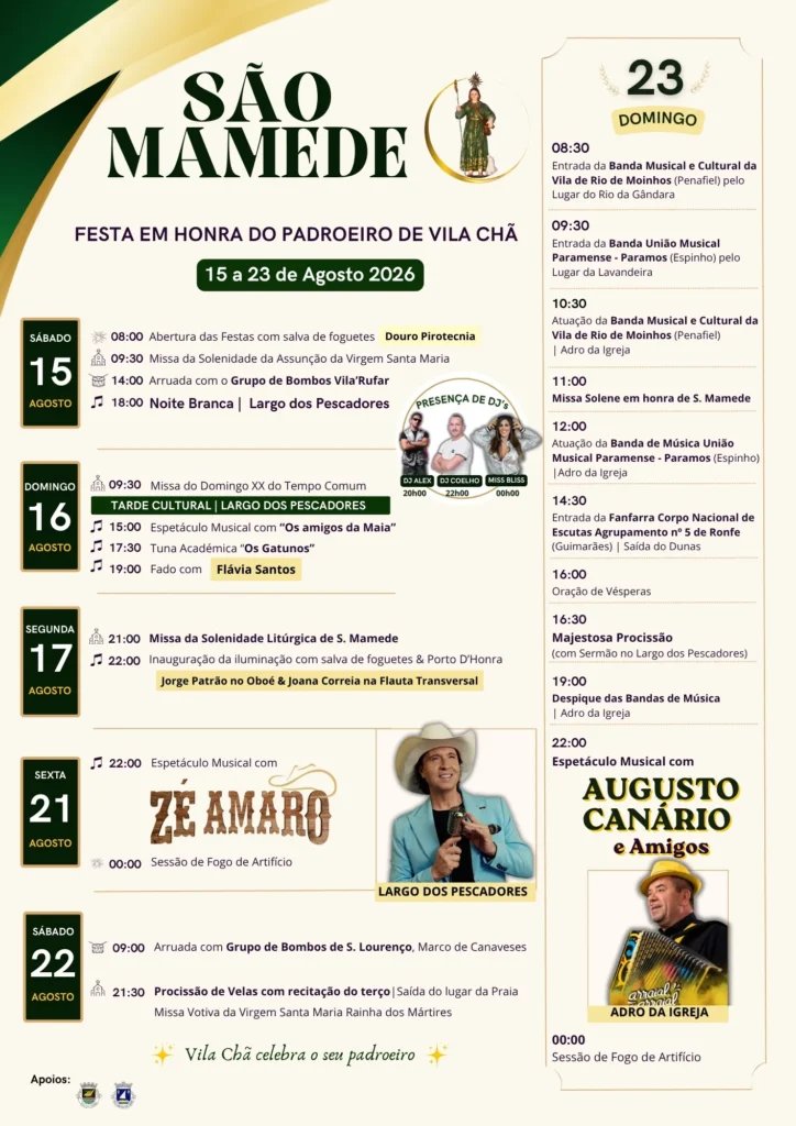 Cartaz Festa em honra de São Mamede 2026 - Vila Chã
