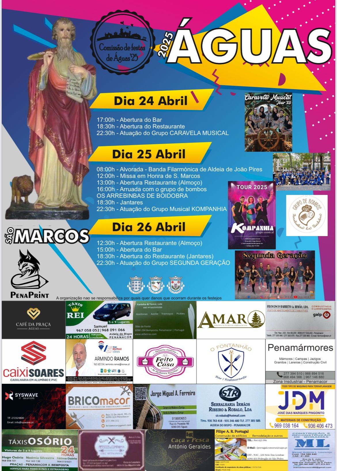 Cartaz Festa em Honra de São Marcos 2025 - Águas