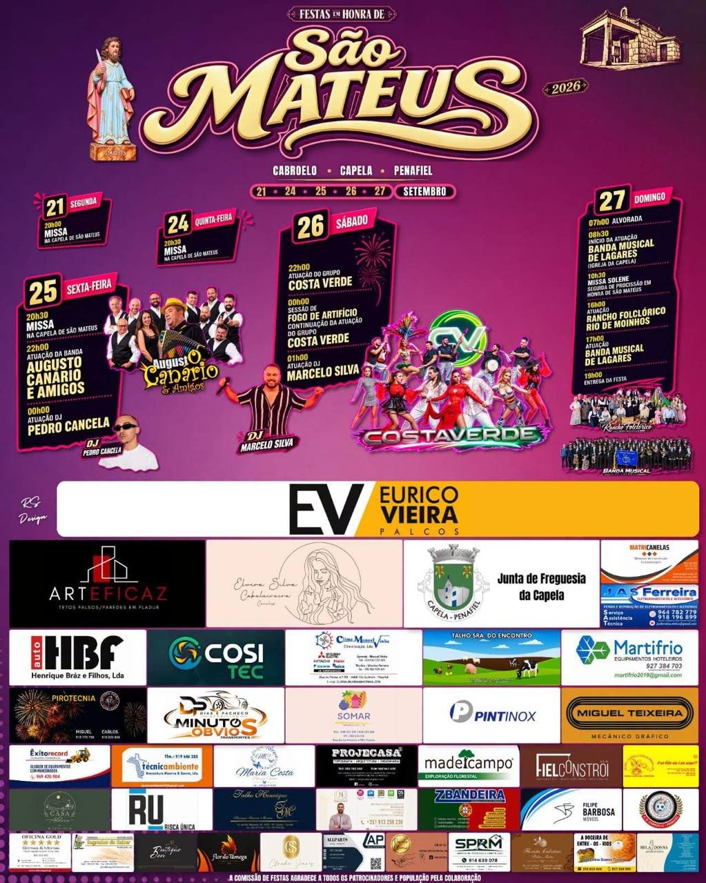 Cartaz Festa em honra de São Mateus 2026 - Capela