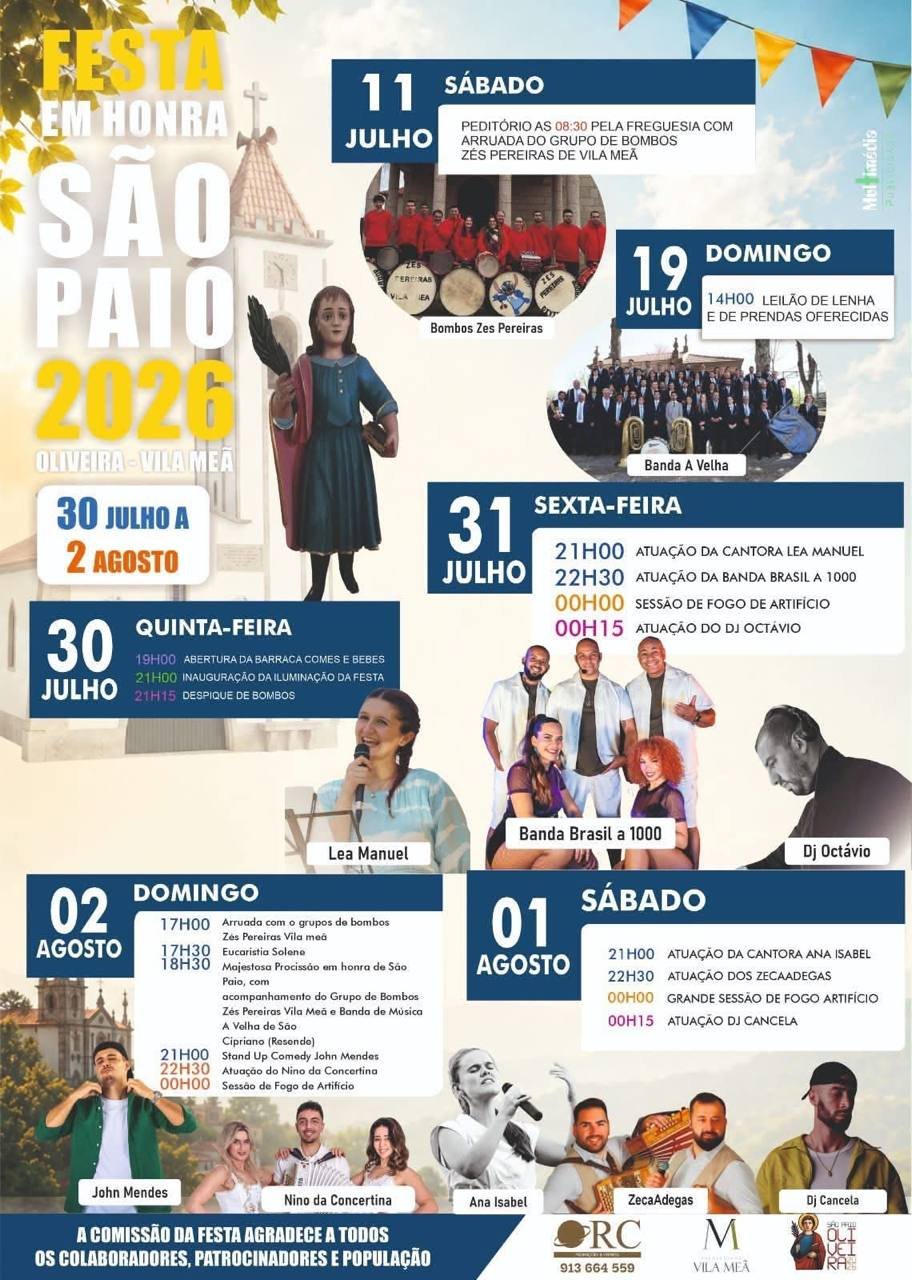 Cartaz Festa em honra de São Paio 2026 - Oliveira