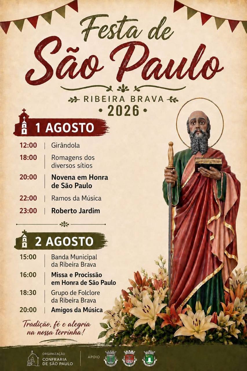 Cartaz Festa em honra de São Paulo 2026 - Ribeira Brava